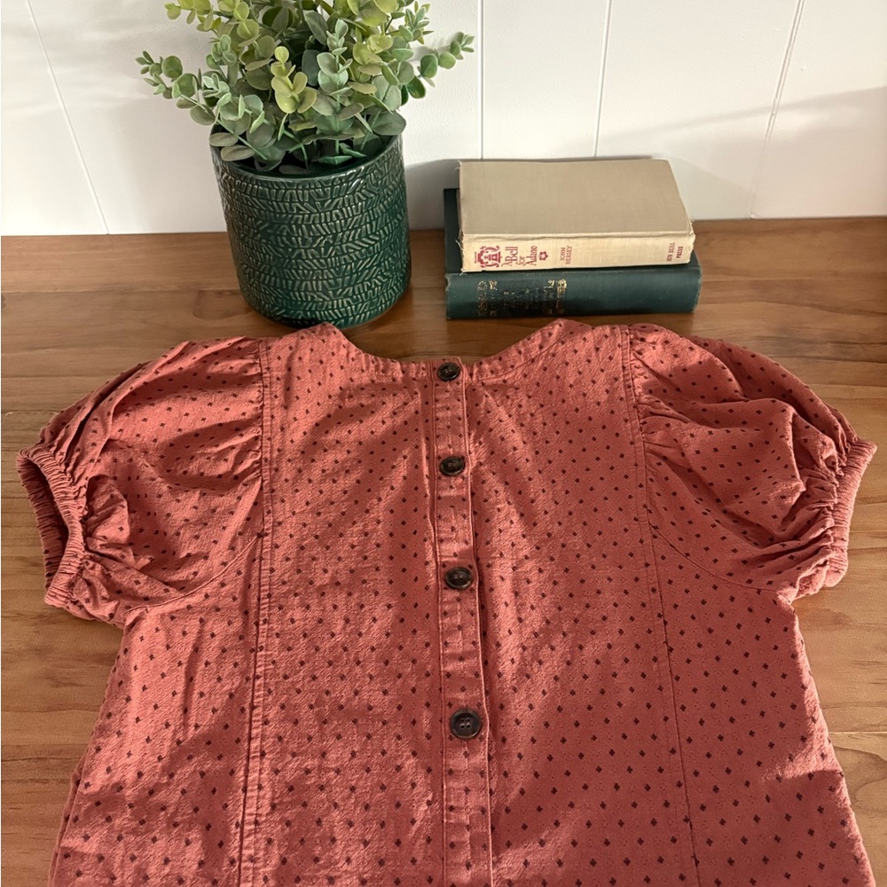 Madewell Jacquard Puff Short Sleeve Top in Micro Cross